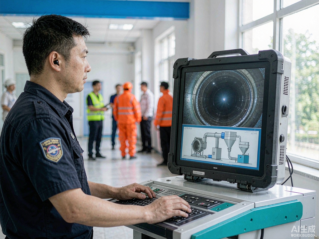 技术人员操控面板监控清洗机器人与负压系统